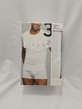 NWT Boss Men's 3 Pack Classic Crew Neck Tshirt 100% Cotton Small White Grey Blk